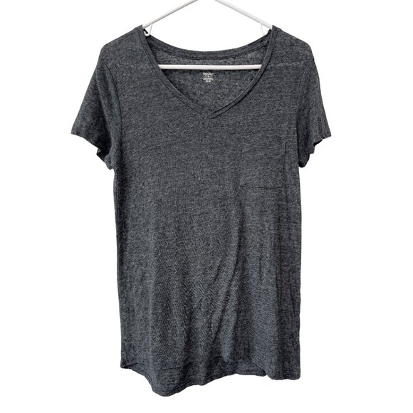 Mossimo Pocket Tee Size Medium V Neck Short Sleeve Charcoal T Shirt Linen Blend - Picture 1 of 6